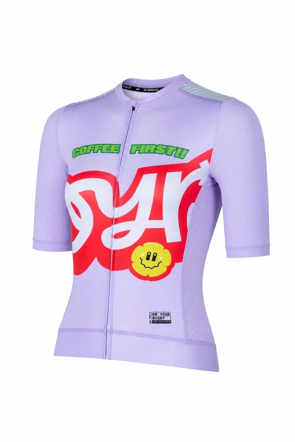Switchback Jersey in lilac, angled view showing the race cut.