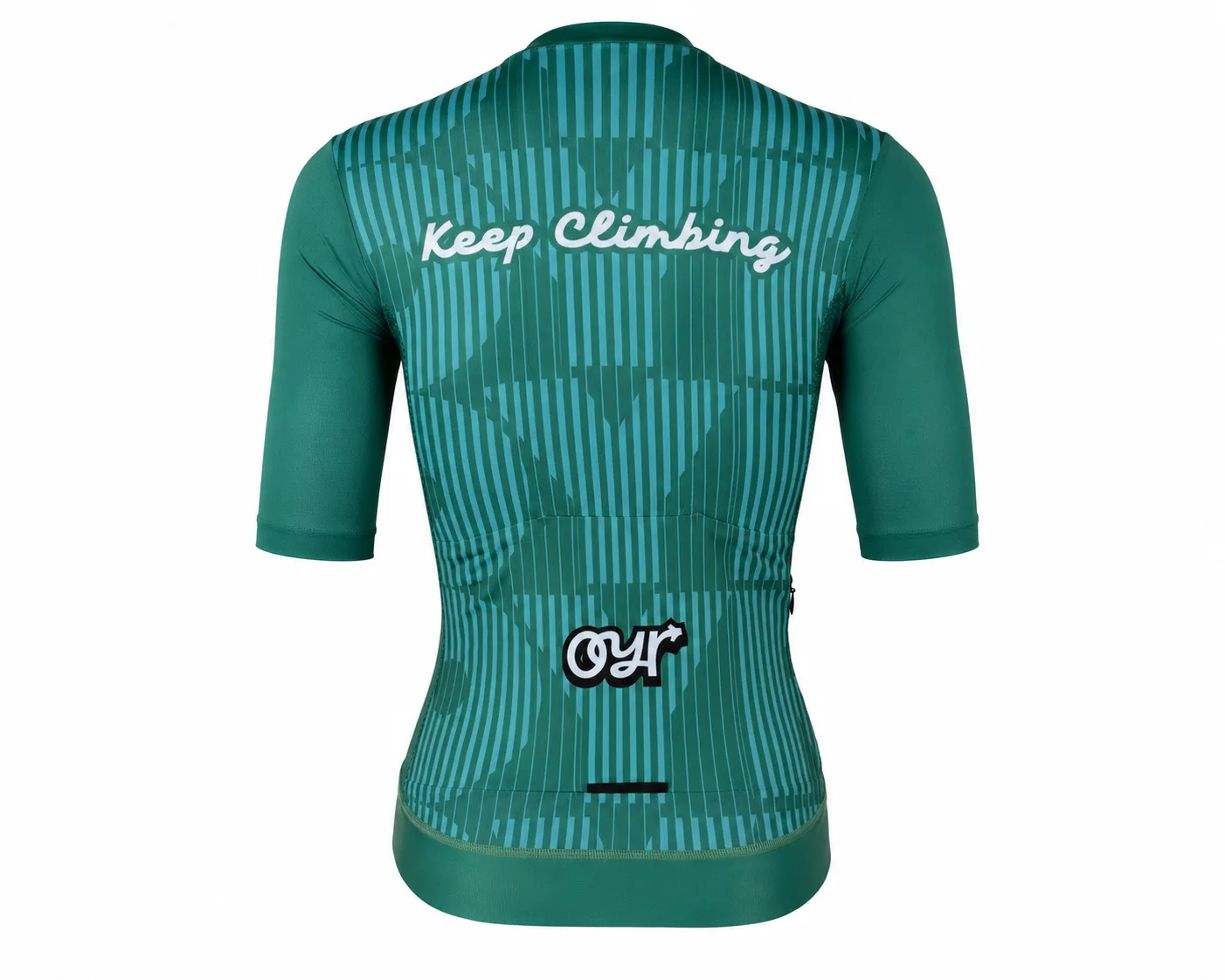 Pine Switchback Jersey back view showing the Keep Climbing graphic.